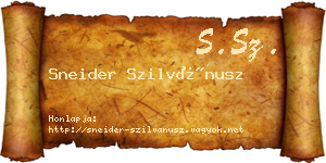 Sneider Szilvánusz névjegykártya